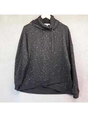 Seven7 Jeans Hoodie XL Plus Black Graphic Sweatshirt